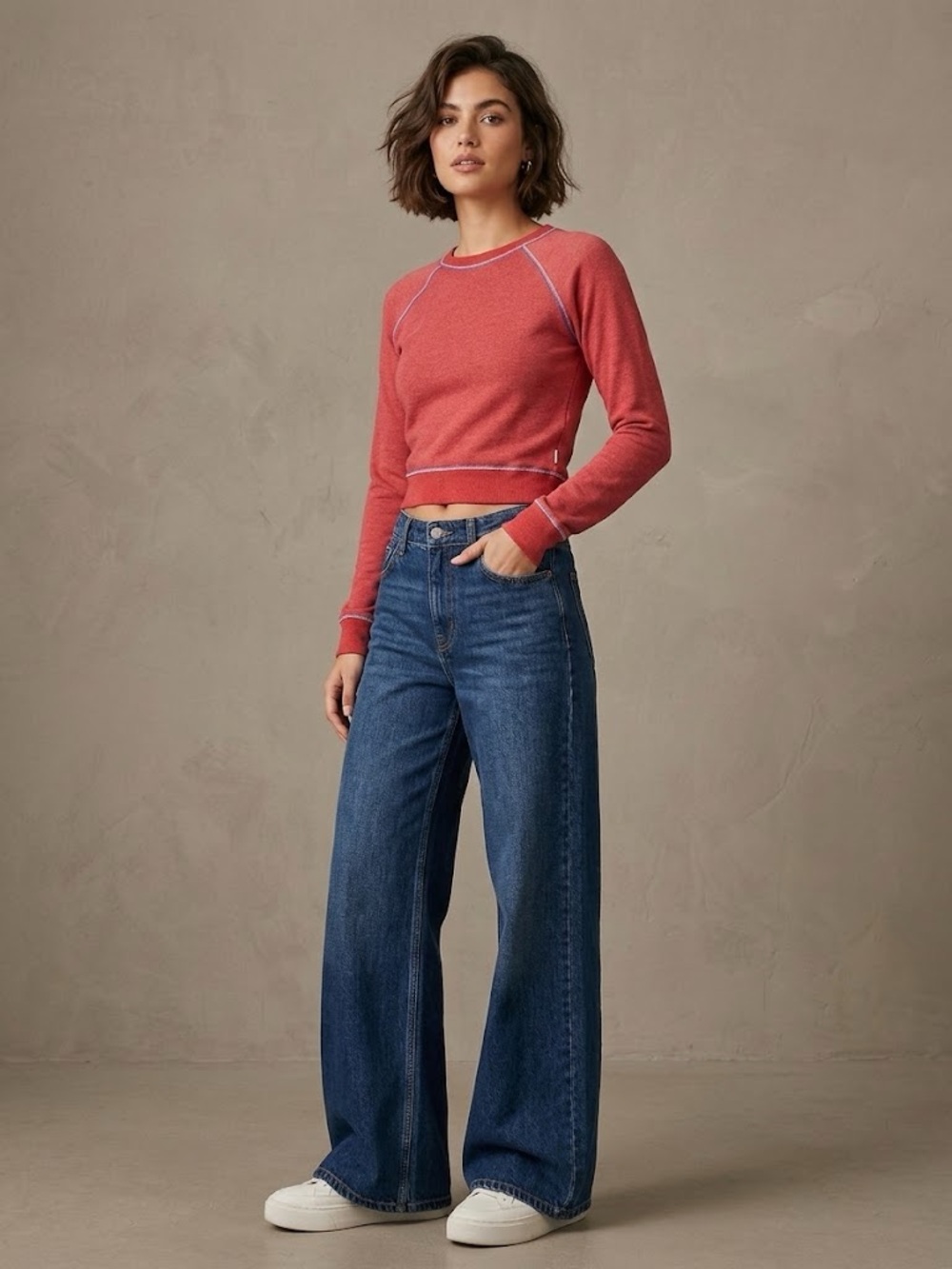 BDG Women’s Red Cropped Crewneck Sweatshirt
